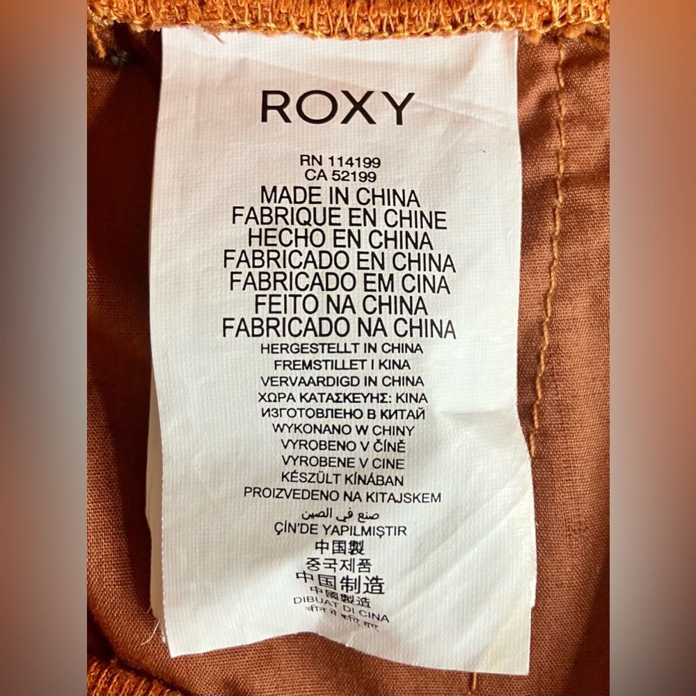 EUC ROXY Lightweight Linen Blend Drawstring Waist Joggers Size L Rust Orange - Picture 8 of 10